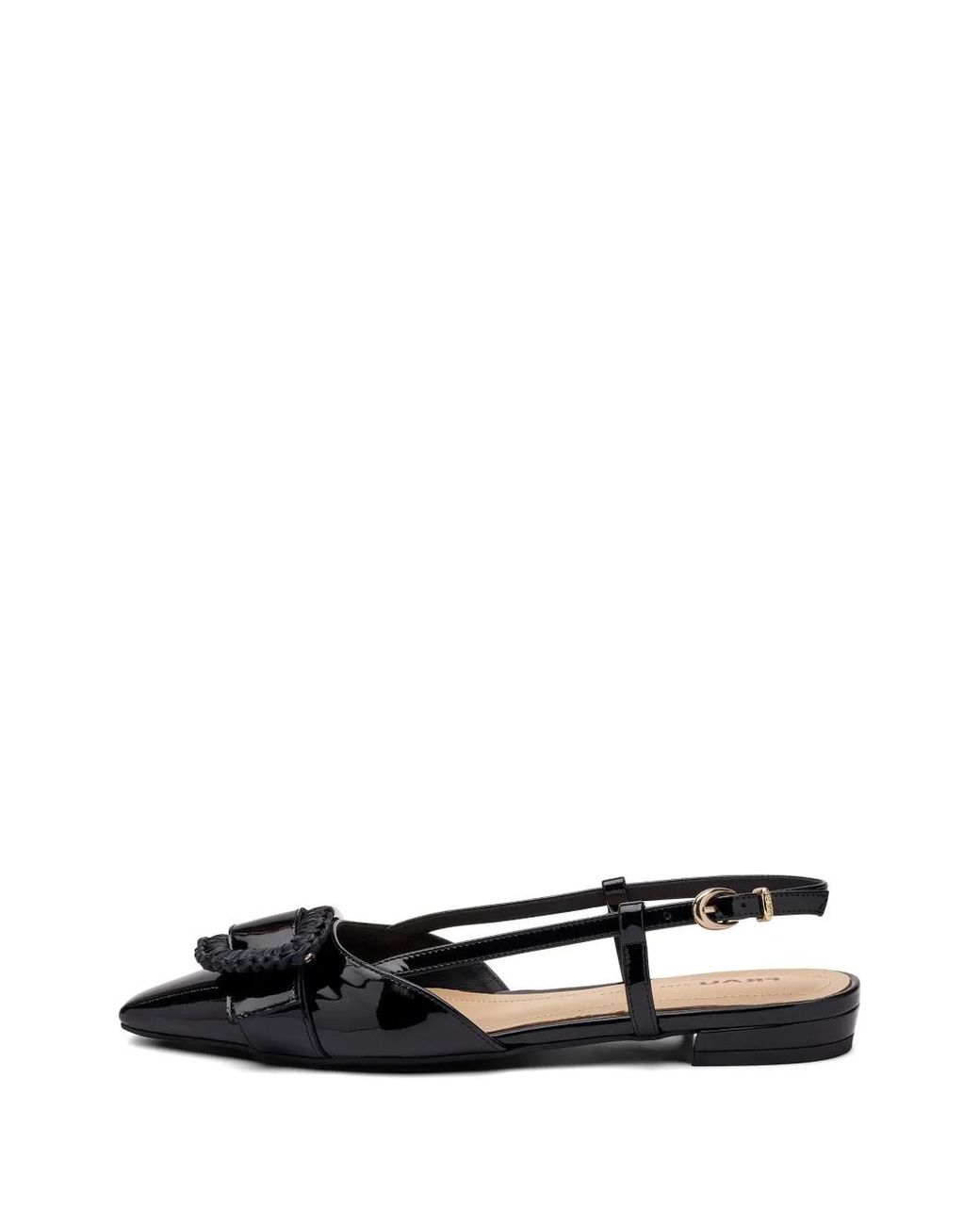 Frau White Raffia-Detail Patent Leather Pumps