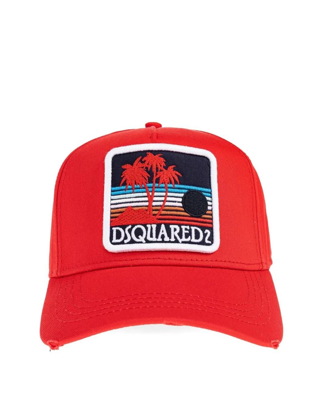 DSquared² Red Patch-Detail Baseball Cap for men