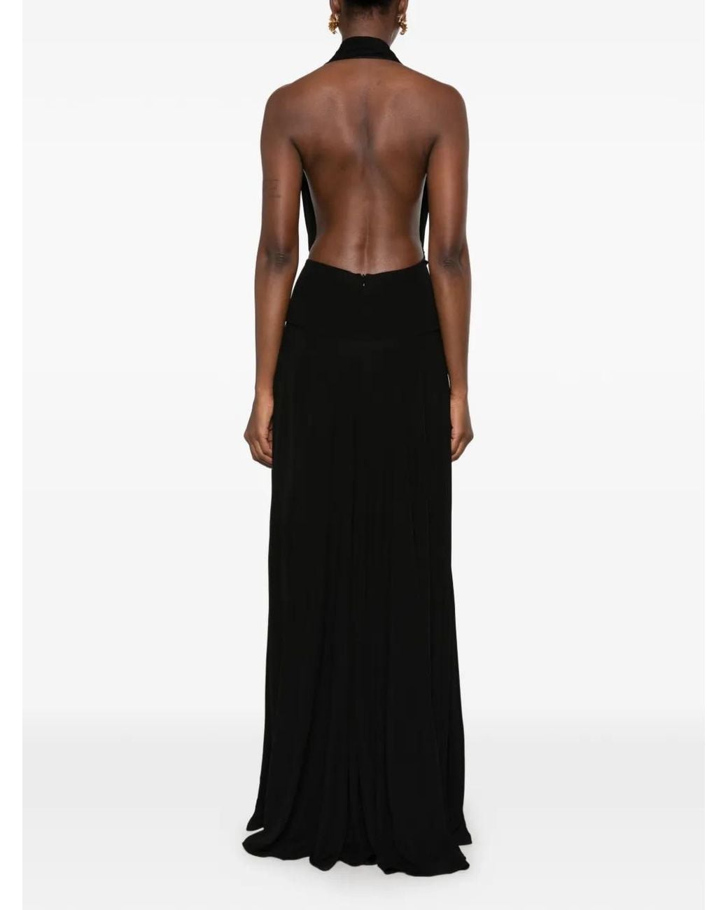 Casablanca White Halterneck Logo-Plaque Maxi Dress