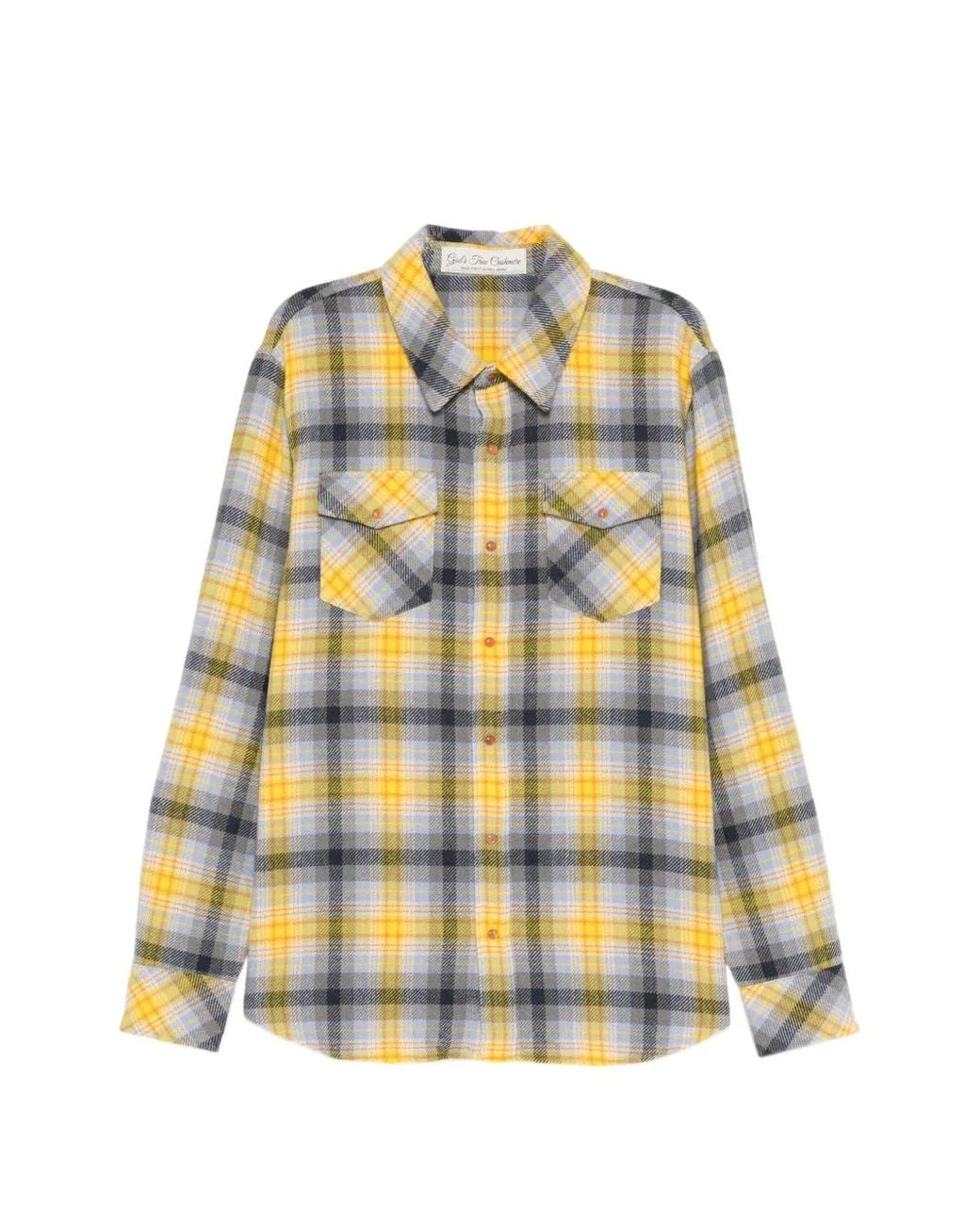 God's True Cashmere Yellow Cashmere Alchemy-Tartan Shirt