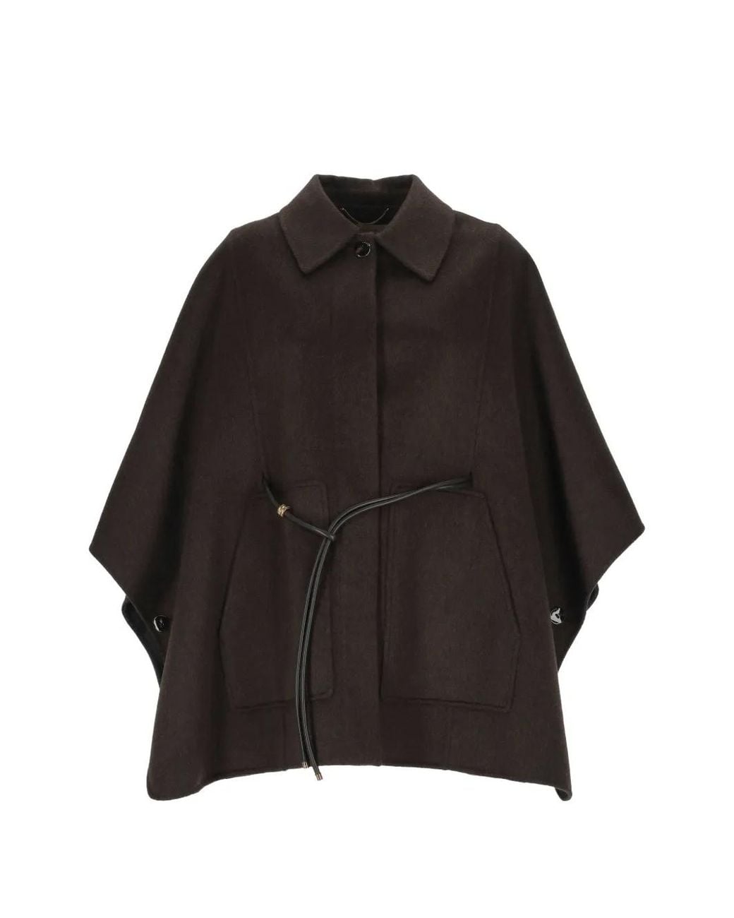 Agnona Black Belted Cape-Style Coat