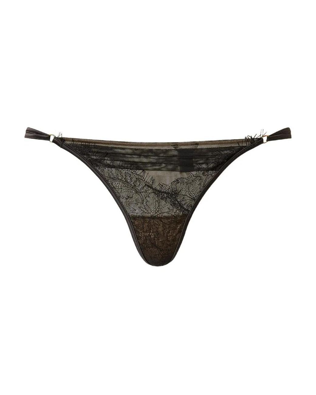 Twinset Black Lace-Panel G-String Thong