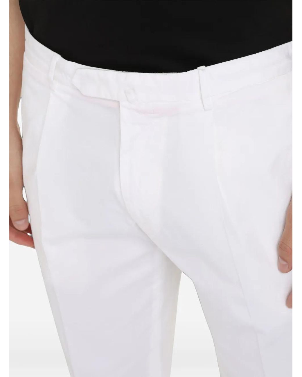 THE (Alphabet) White Cotton Chino Trousers for men