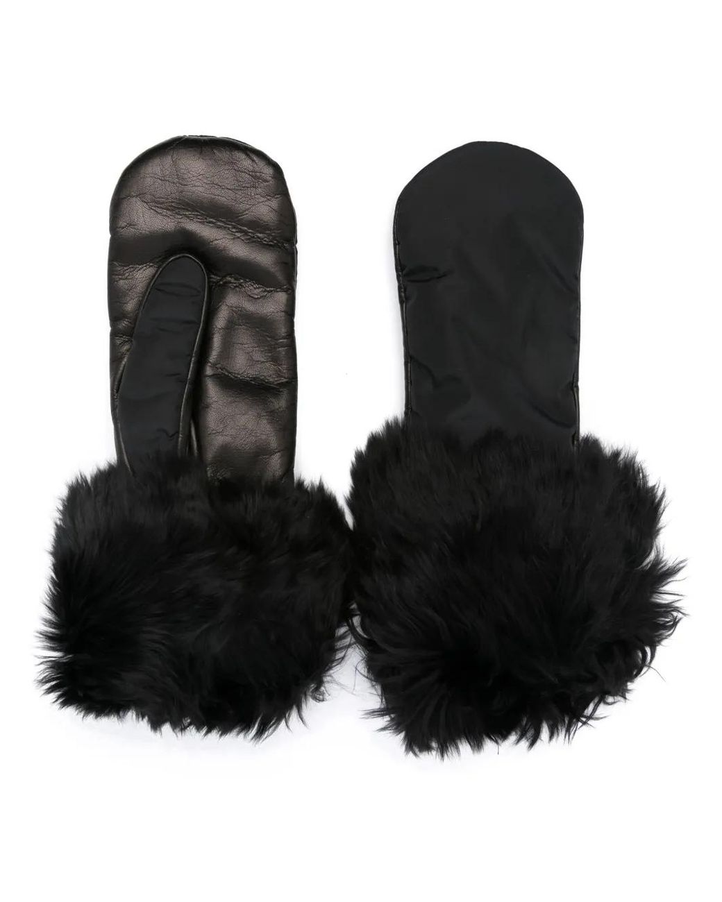 Prada Black Faux-Fur Leather Gloves