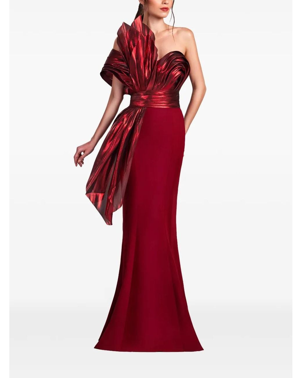 Gaby Charbachy Red Asymmetric Gown