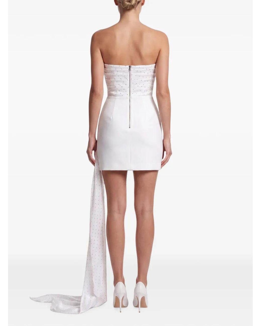 POST MERIDIEM White Rhinestone-Embellished Mini Dress