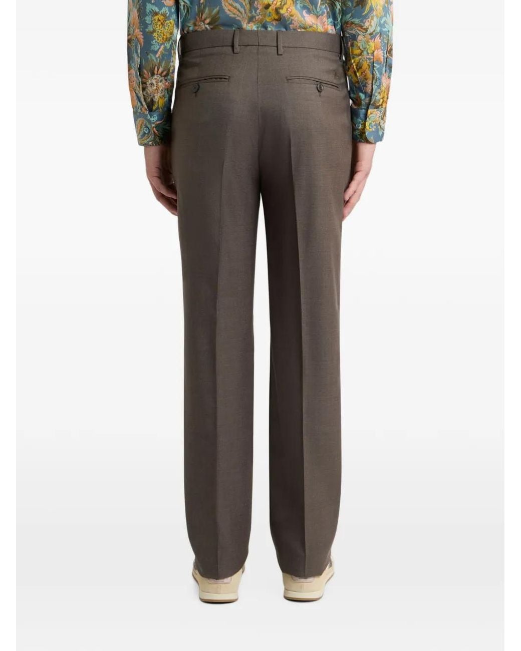 Etro Gray Pantalon En Flanelle De Laine À Pli for men