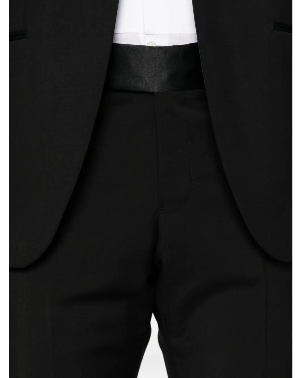 Emporio Armani Black Satin-Trim Peak-Lapel Suit for men