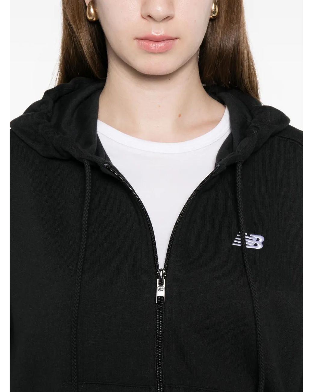 New Balance Black Logo-Zipped Hoodie