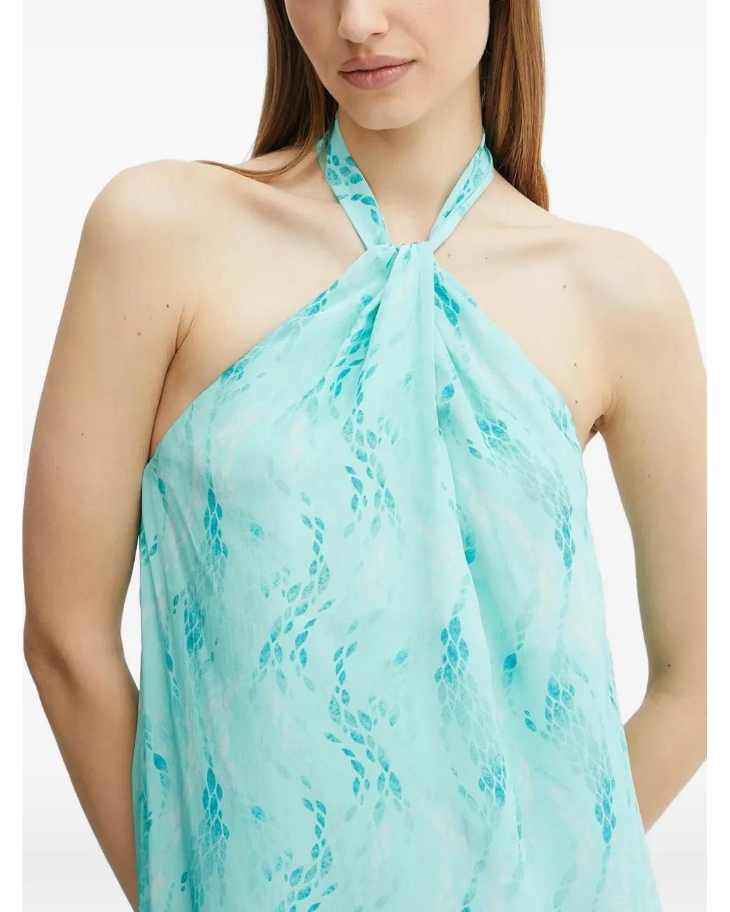 Fracomina Blue Neckholder-Kleid mit Schleifenverschluss