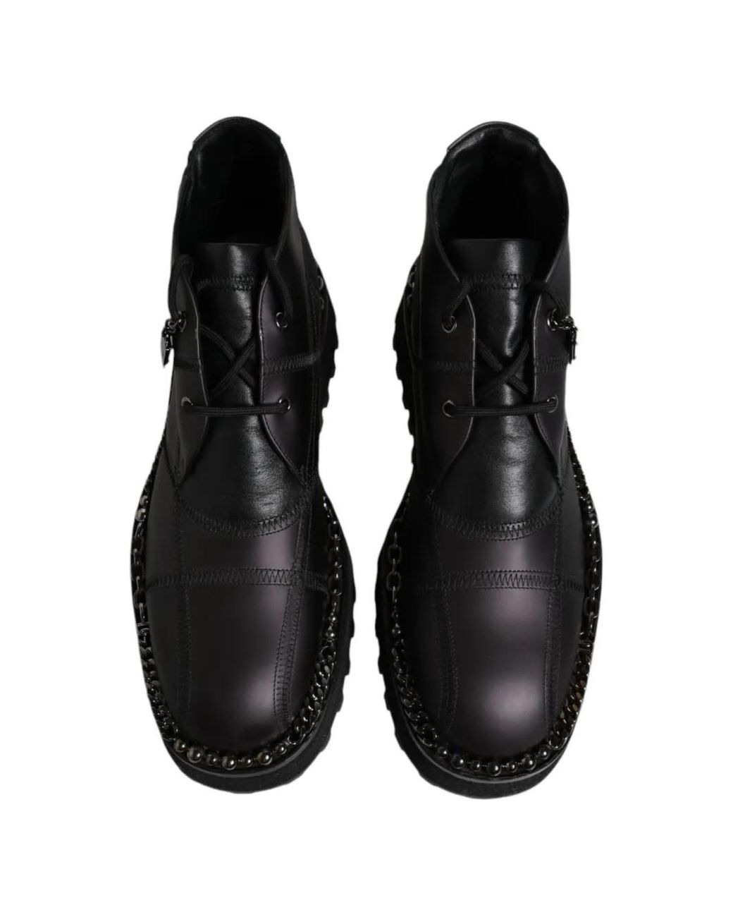 Dolce & Gabbana Black Quilted Chain-Trim Biker Boots for men