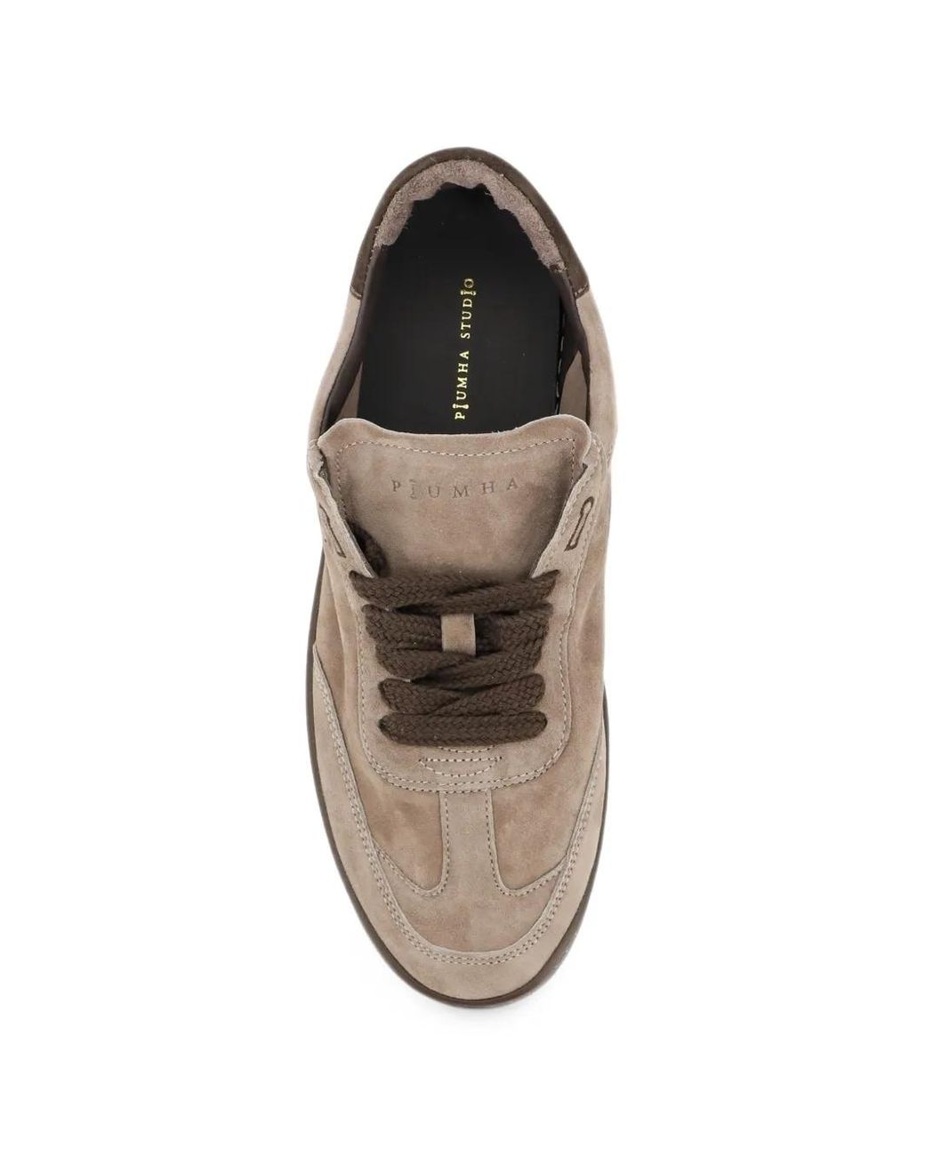 PIUMESTUDIO Brown Suede Lace-Up Sneakers for men