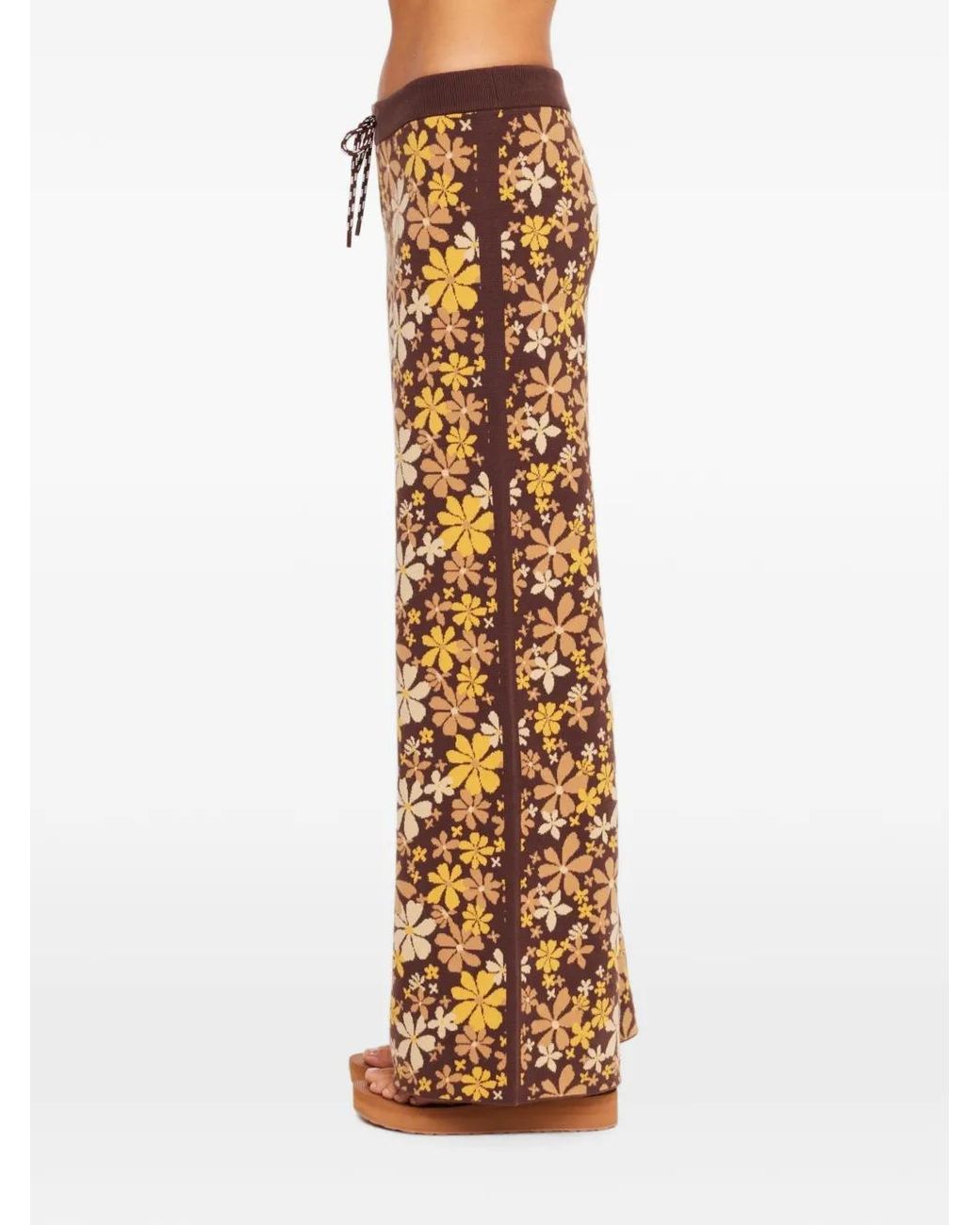 The Upside Natural Copacabana Juniper Floral-Print Knit Trousers