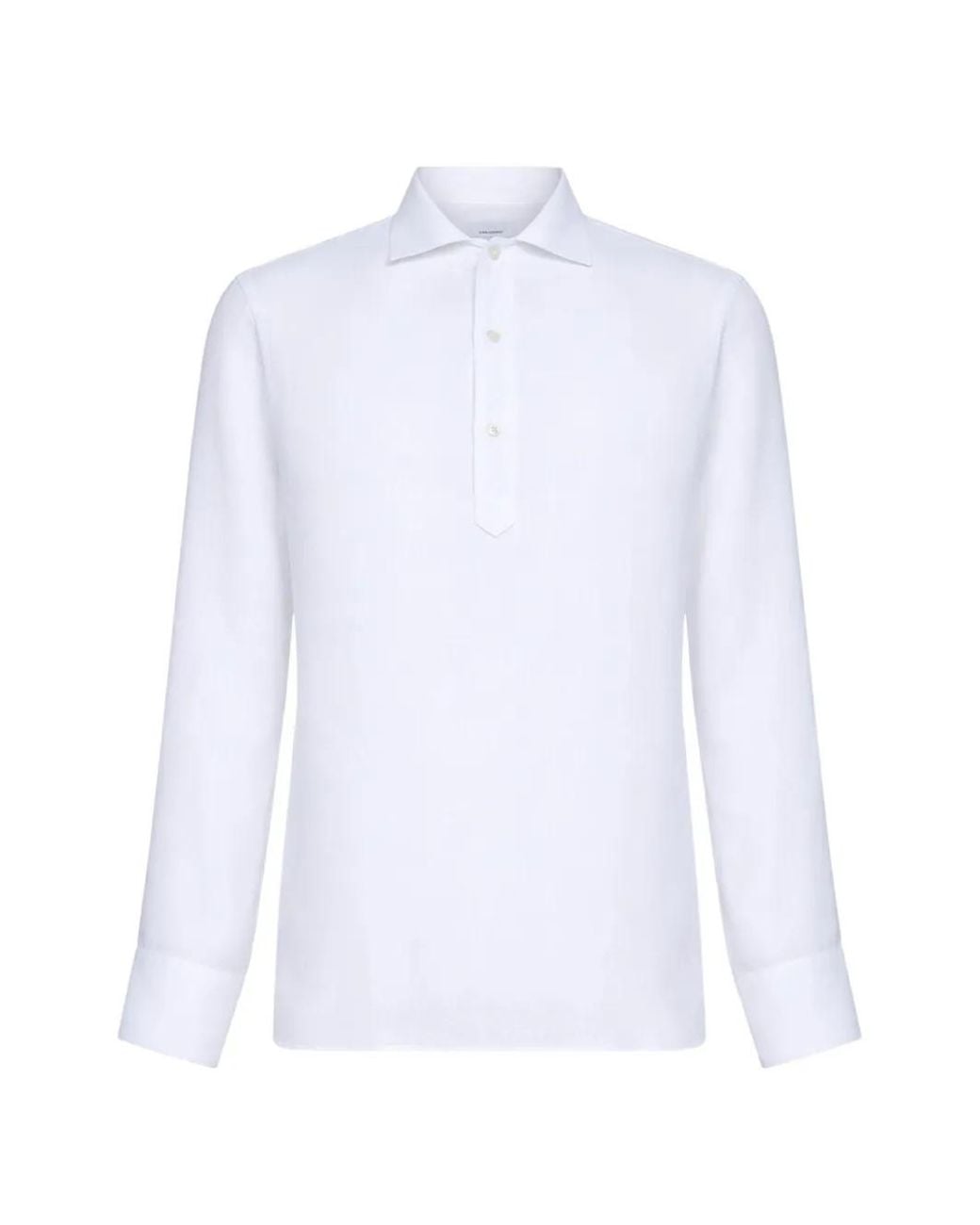 Tagliatore White Button Placket Polo Shirt for men