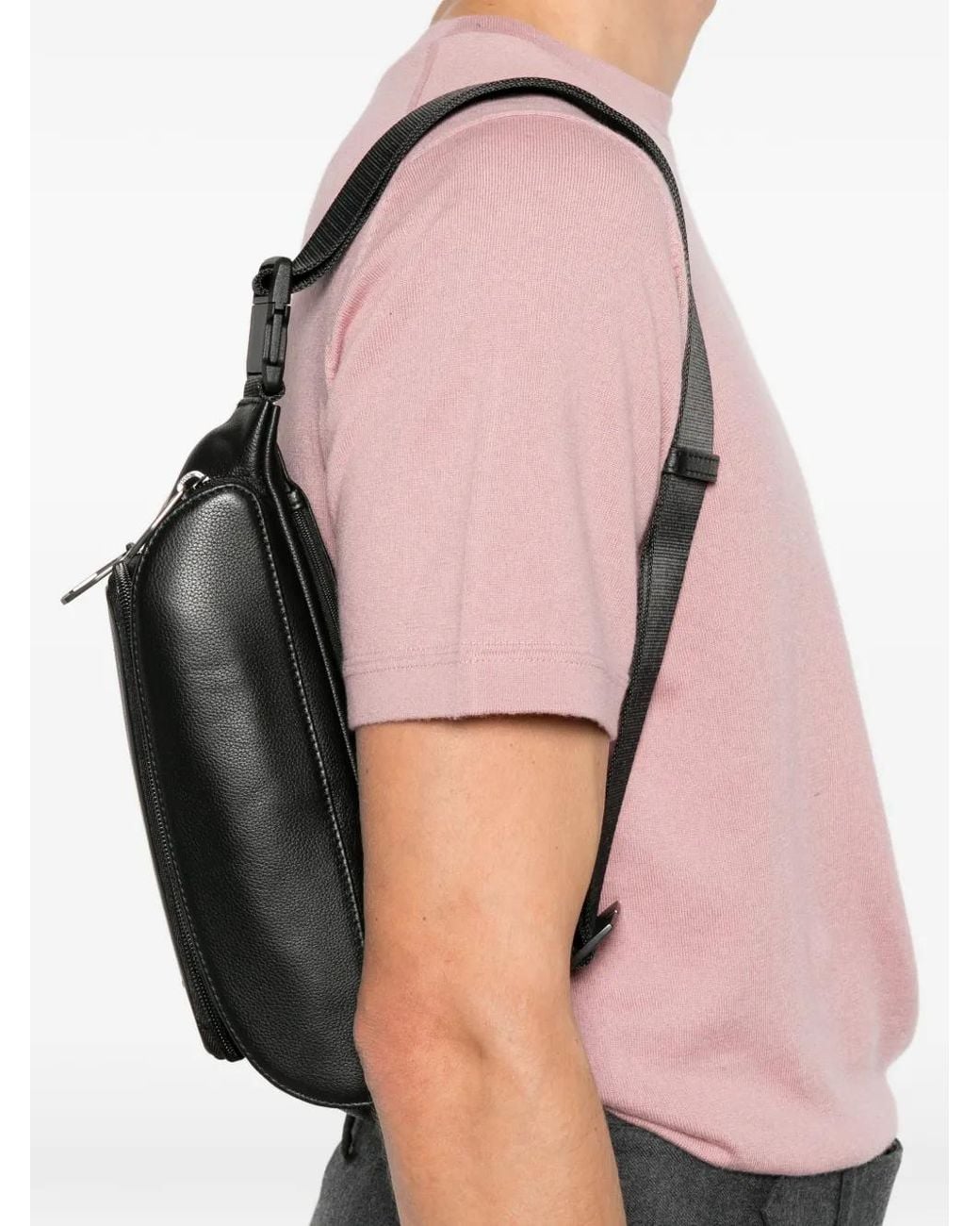 Piquadro Pink Grained Leather Belt Bag