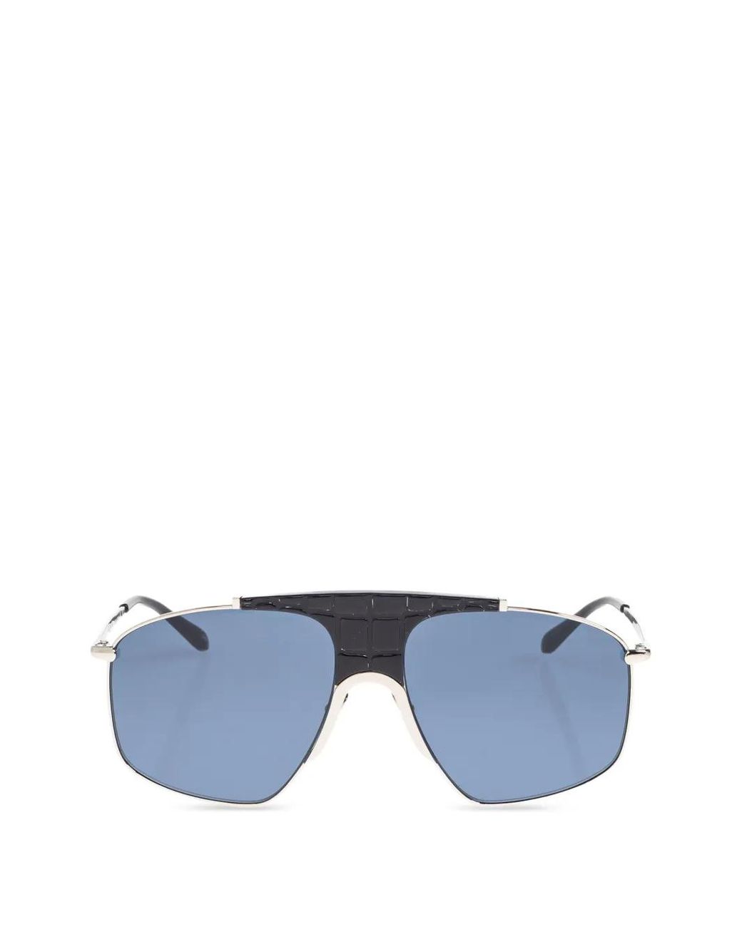Alaïa Blue Crocodile-Effect Pilot-Frame Sunglasses