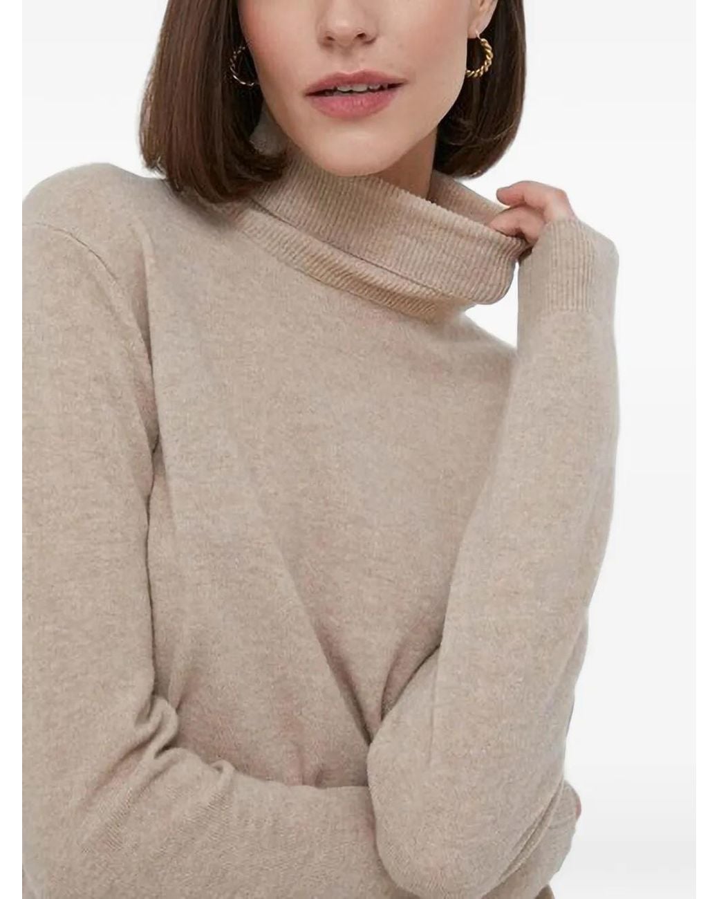 Benetton Natural Roll-Neck Knitted Sweater