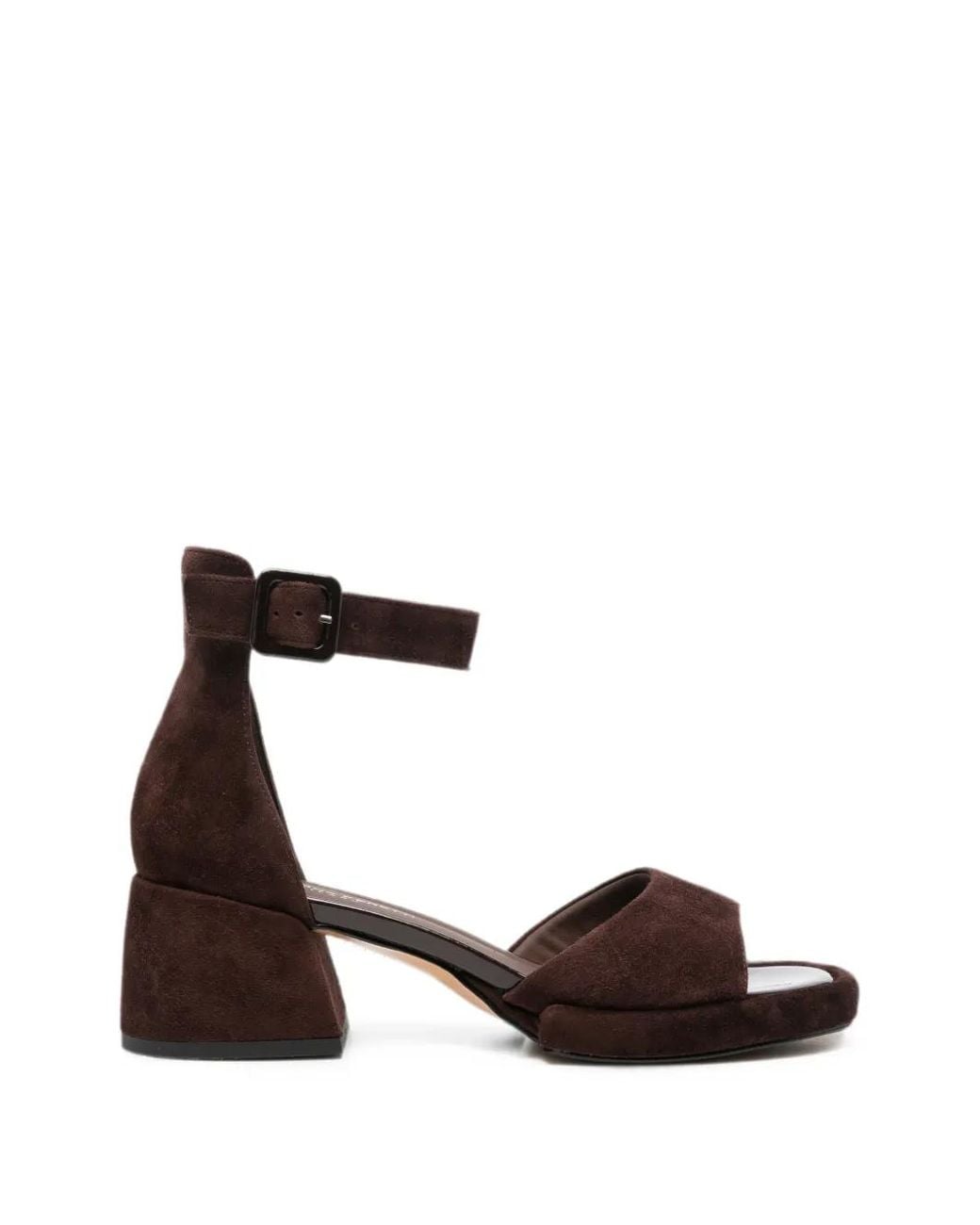ADRIANNA FERETTI White Buckle-Fastening Block-Heel Sandals