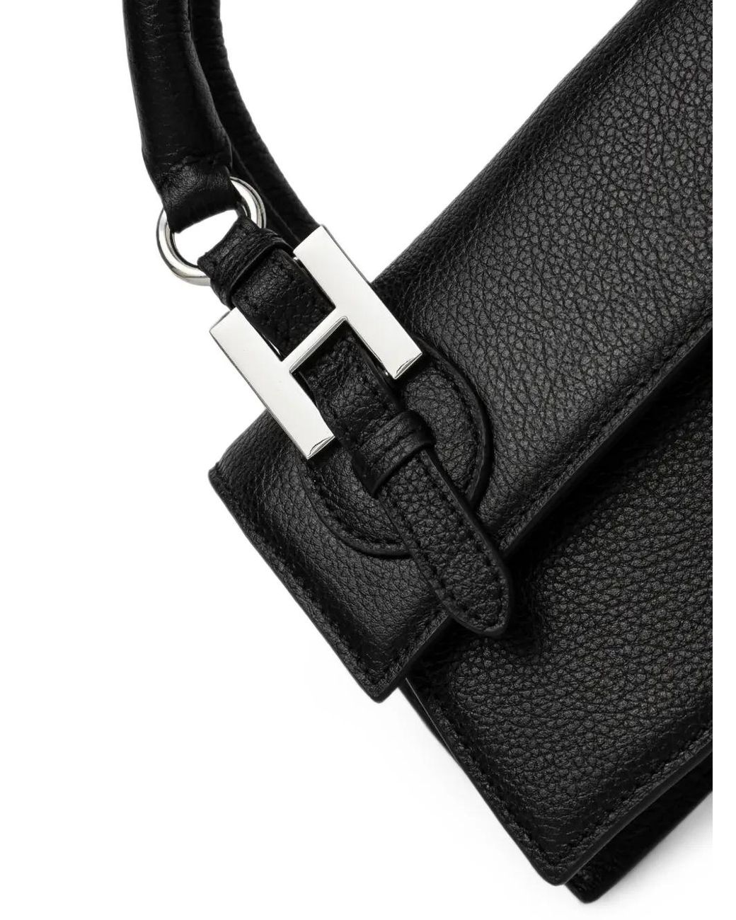 Silvian Heach Black X New Martina Marechiaro Logo-Plaque Leather Tote Bag