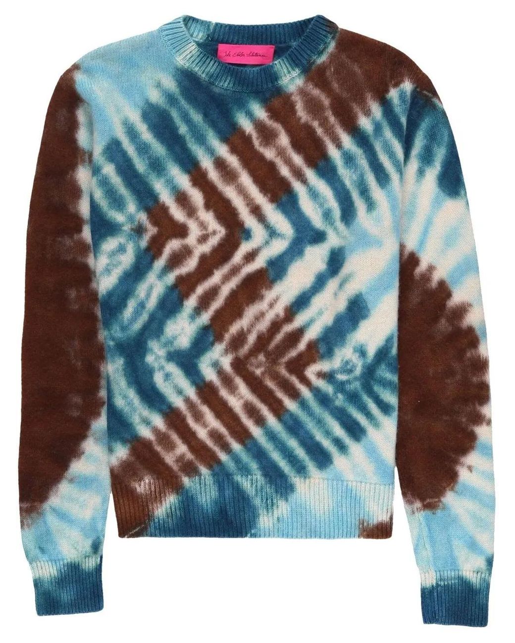 The Elder Statesman Blue Zigzag Crew-Neck Jumper for men