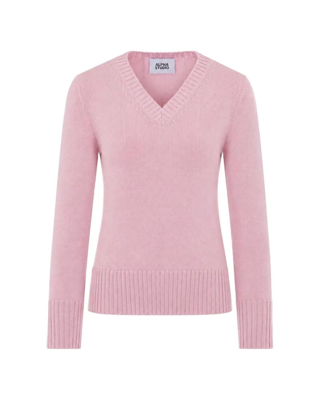 Alpha Studio Pink V-Neck Sweater