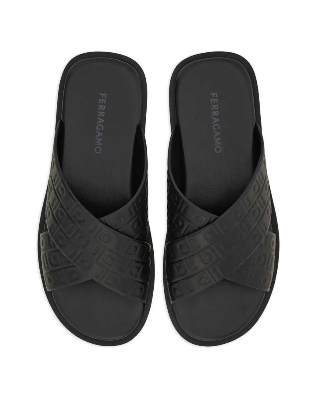 Ferragamo Black Monogram Sandals for men