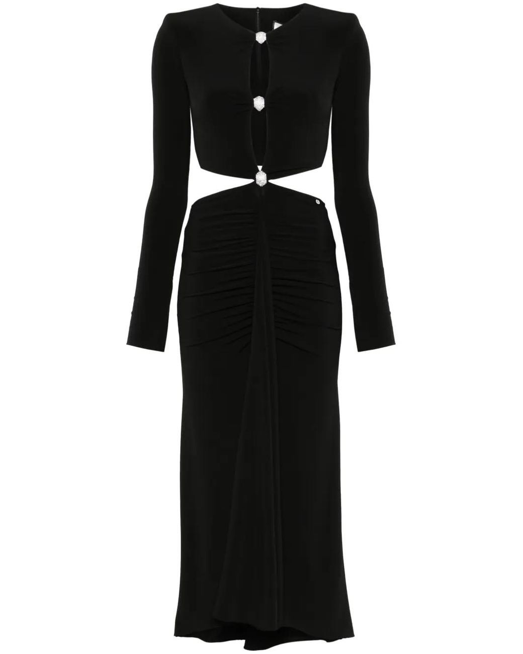 Nissa Black Open-Back Midi Dress