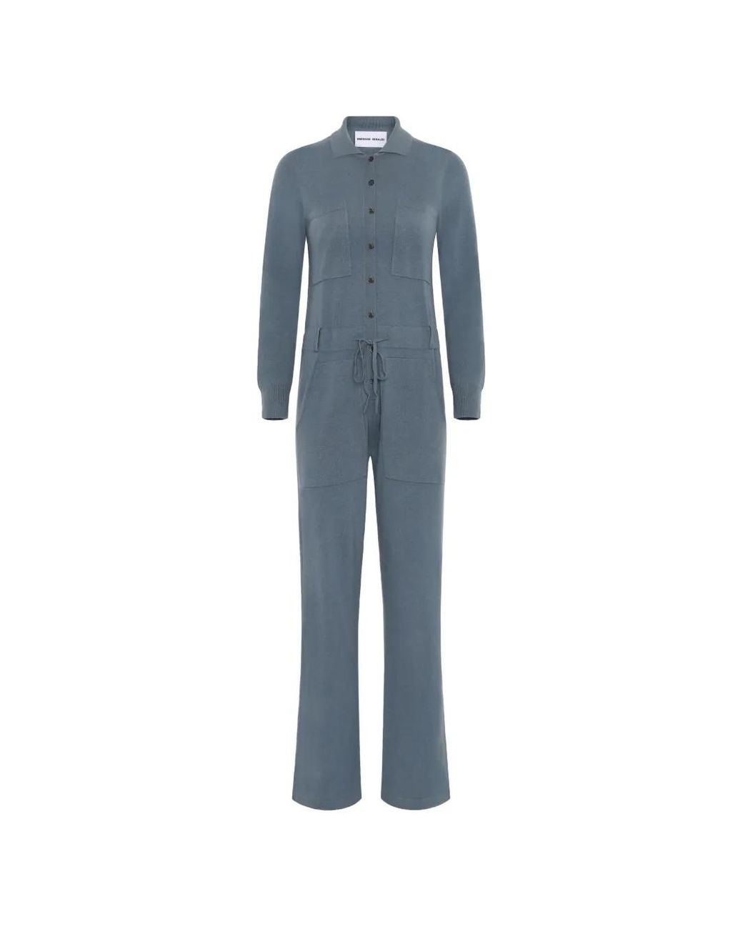 EMERSON RENALDI Blue Drawstring Button-Front Jumpsuit