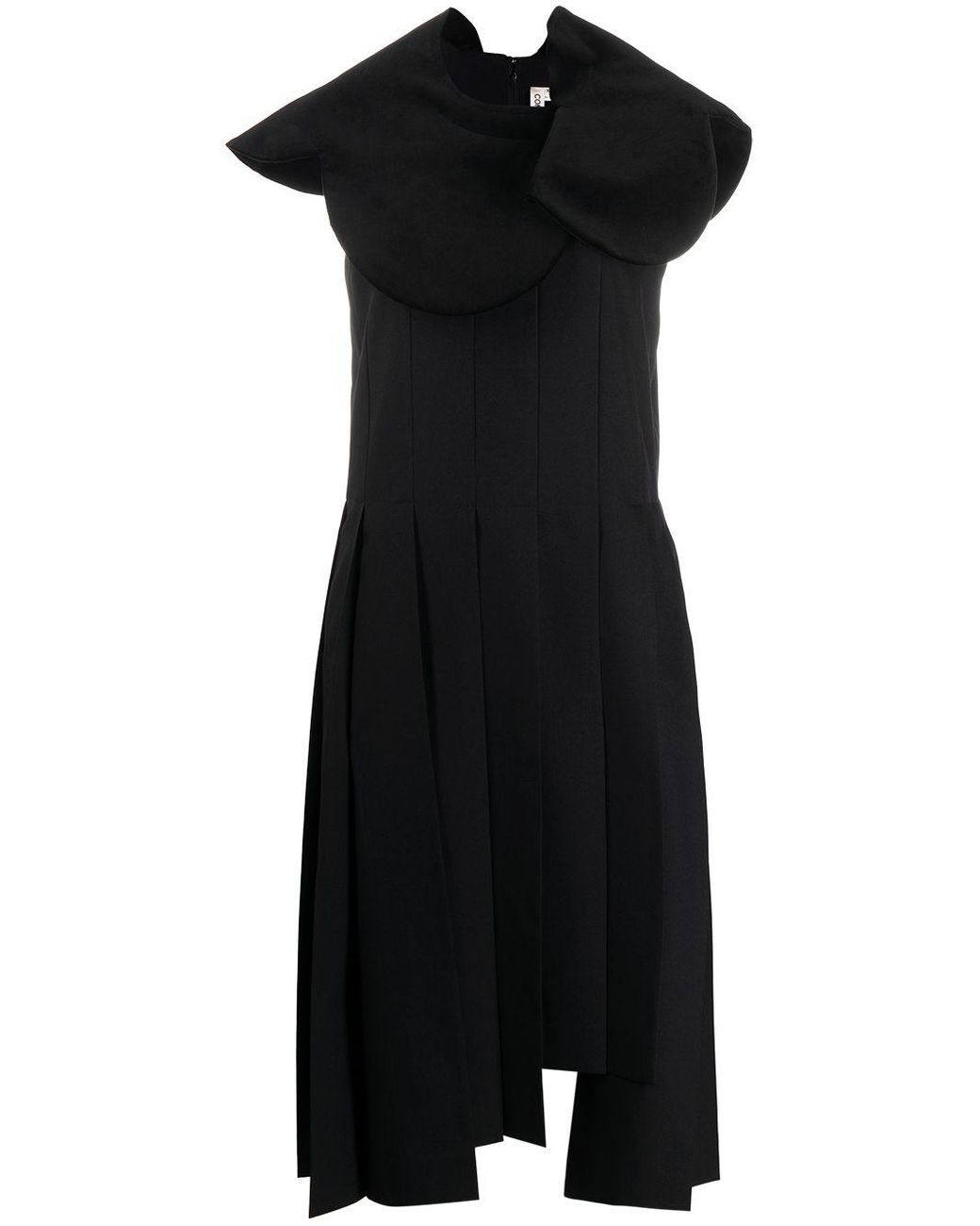 Comme des Garçons Asymmetric Pleated Dress in Black - Lyst