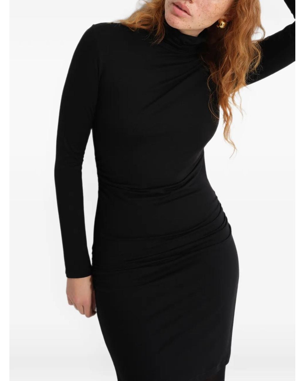 MARCELLA Black Phoebe Ruched-Detail Mini Dress