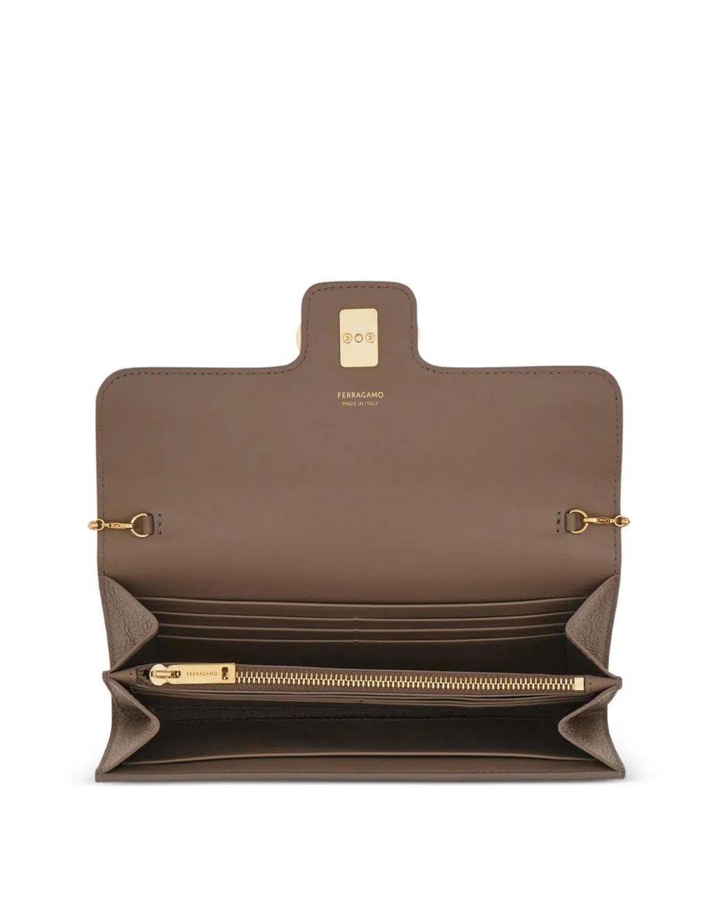 Ferragamo Brown Gancini Pebbled-Leather Wallet