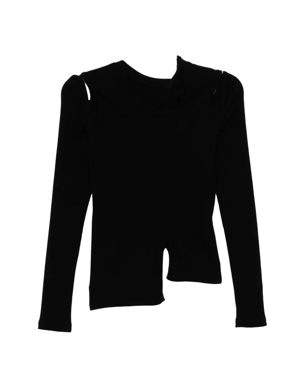 Limi Feu Black T-Shirt À Ourlet Asymétrique