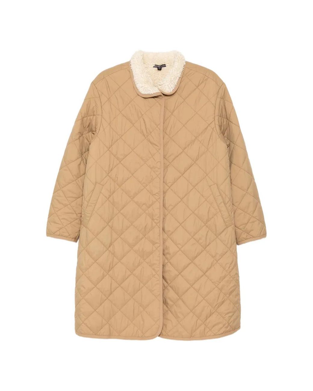 James Perse Natural Quilted Shearling-Collar Coat