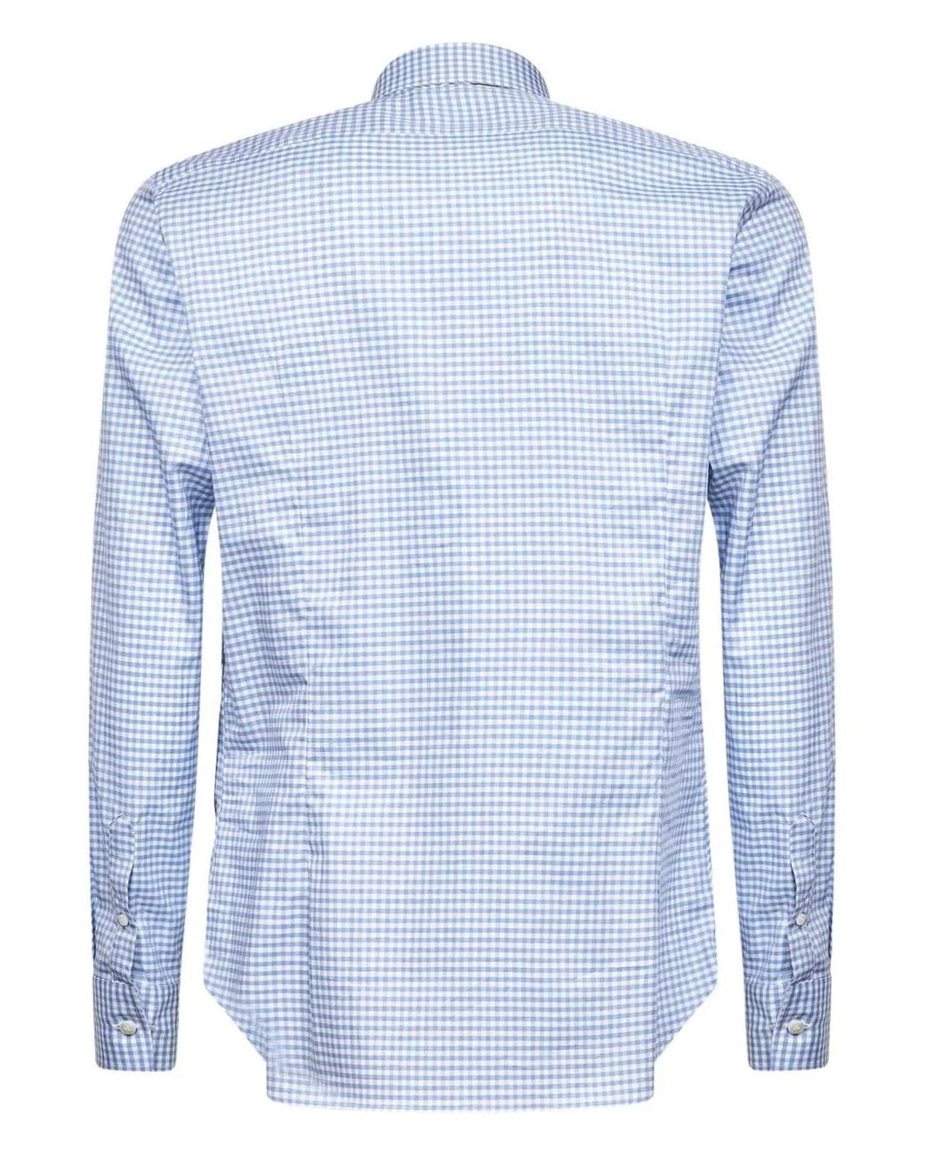 D4.0 Blue Checked Cotton Shirt for men