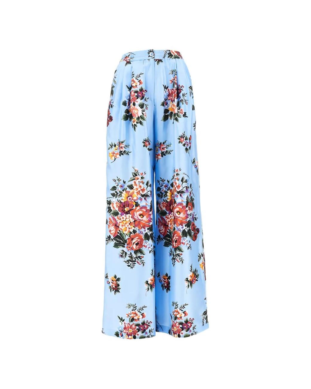 Dolce & Gabbana Blue Floral Trousers