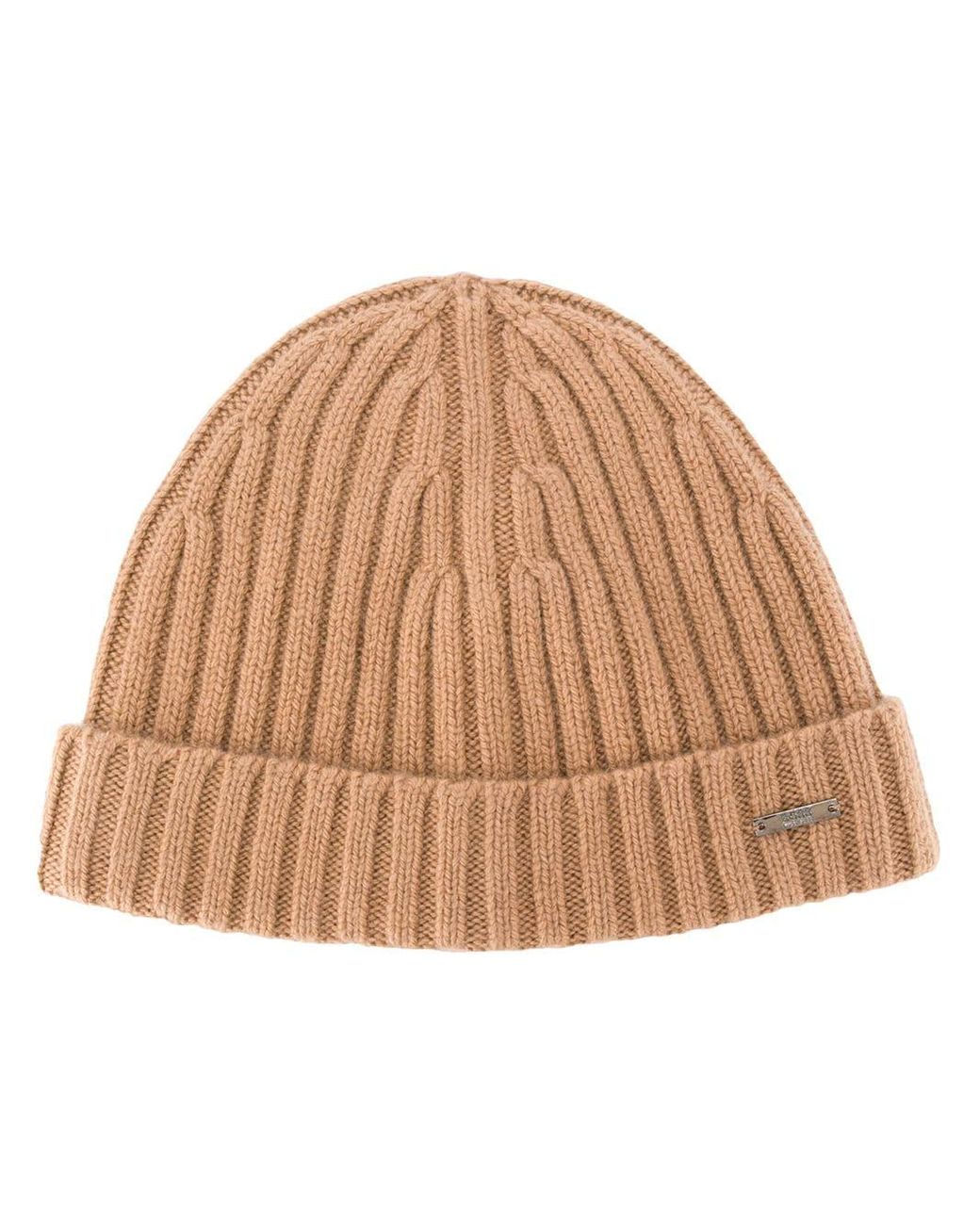 BOSS by Hugo Boss Cashmere Rib Knit Beanie in Natural for Men Lyst