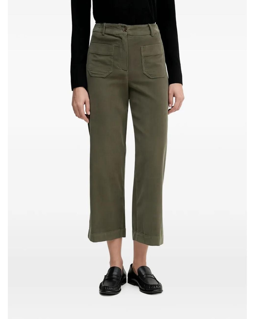 Benetton Green Cropped Pocket Trousers