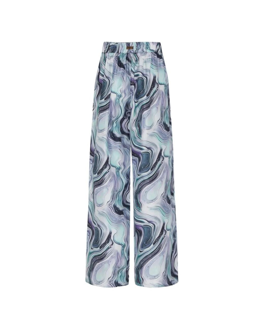 Vilebrequin Blue Wide-Leg Silk Pants Marble