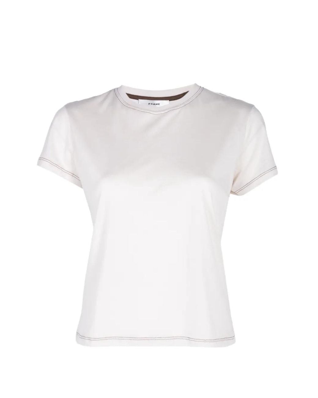 FRAME White Contrast-Stitch T-Shirt