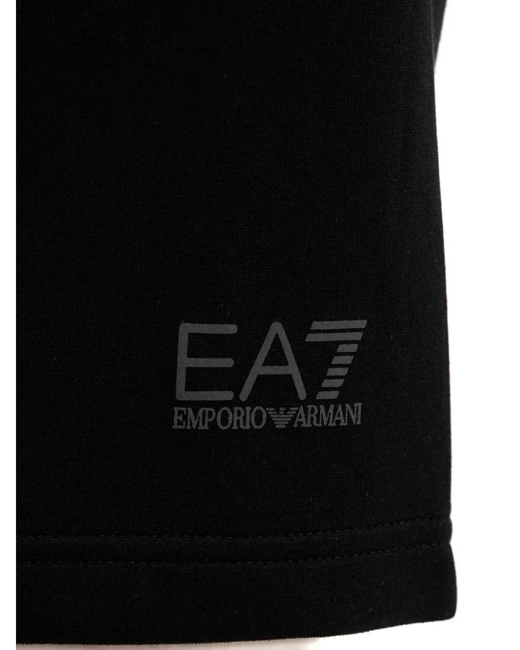 EA7 Black Logo-Print Shorts for men