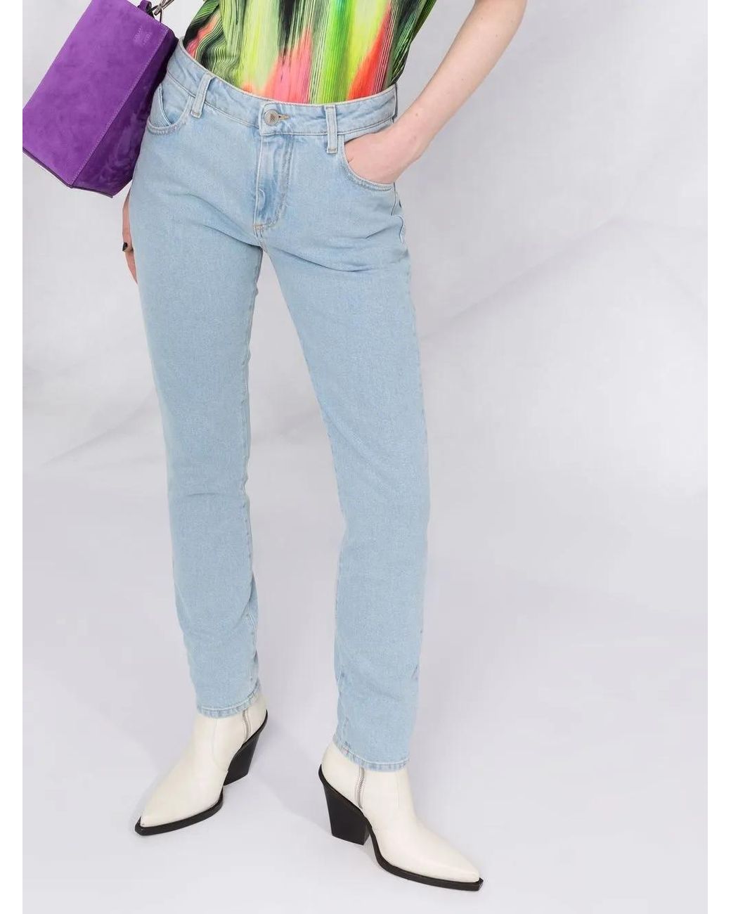 The Attico Blue High-Rise Straight-Leg Jeans