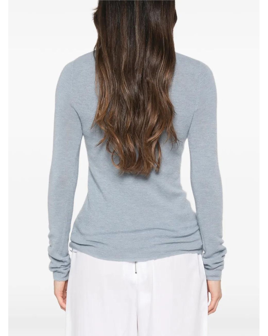 Bompard Blue Fine-Knit Long-Sleeve Jumper
