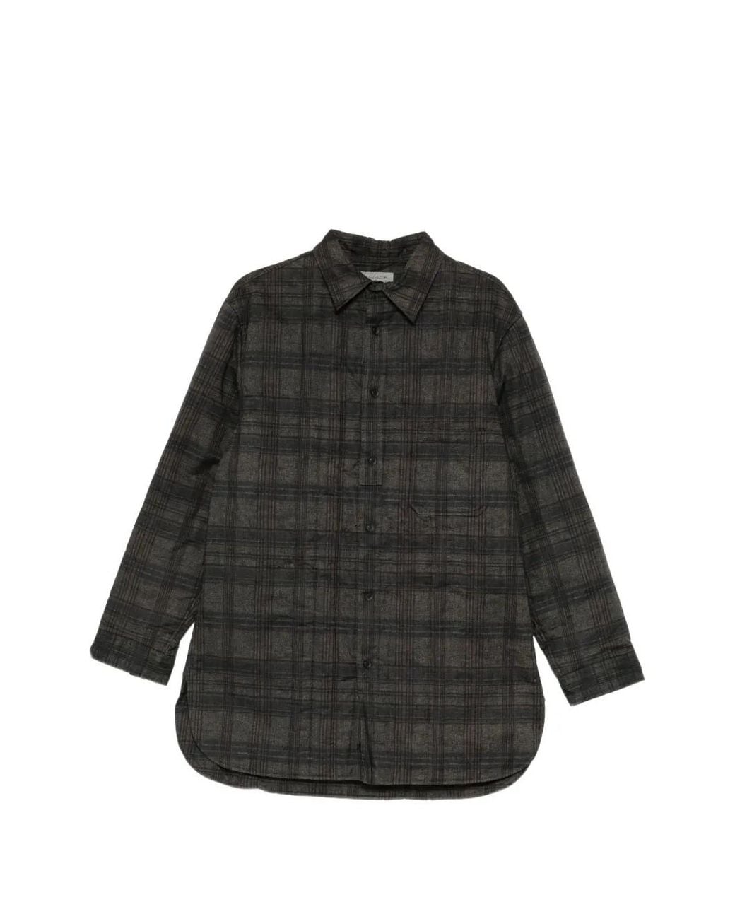 Yohji Yamamoto Black Madras Plaid Padded Shirt for men