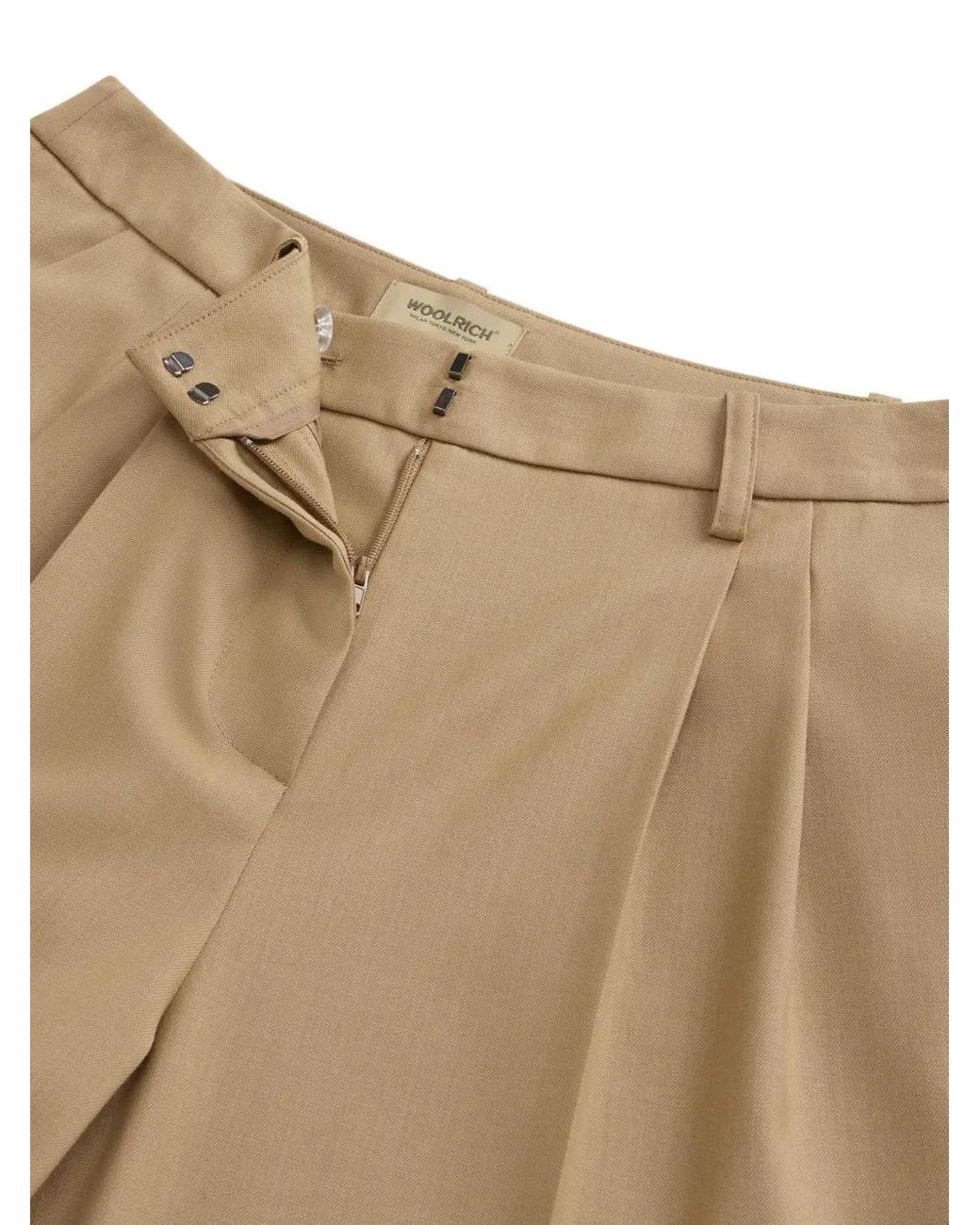 Woolrich Natural Pleated Straight Trousers