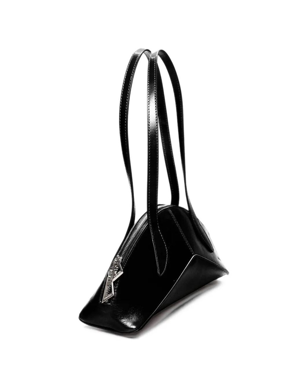 Dienèe Black Arco Creased Leather Tote Bag