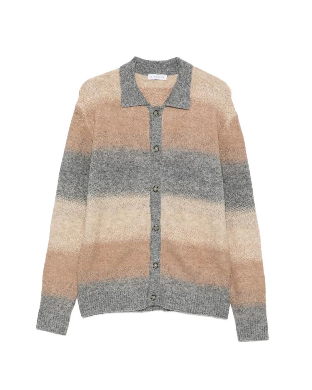 Manuel Ritz Striped Button-Up Cardigan in Natural for Men | Lyst