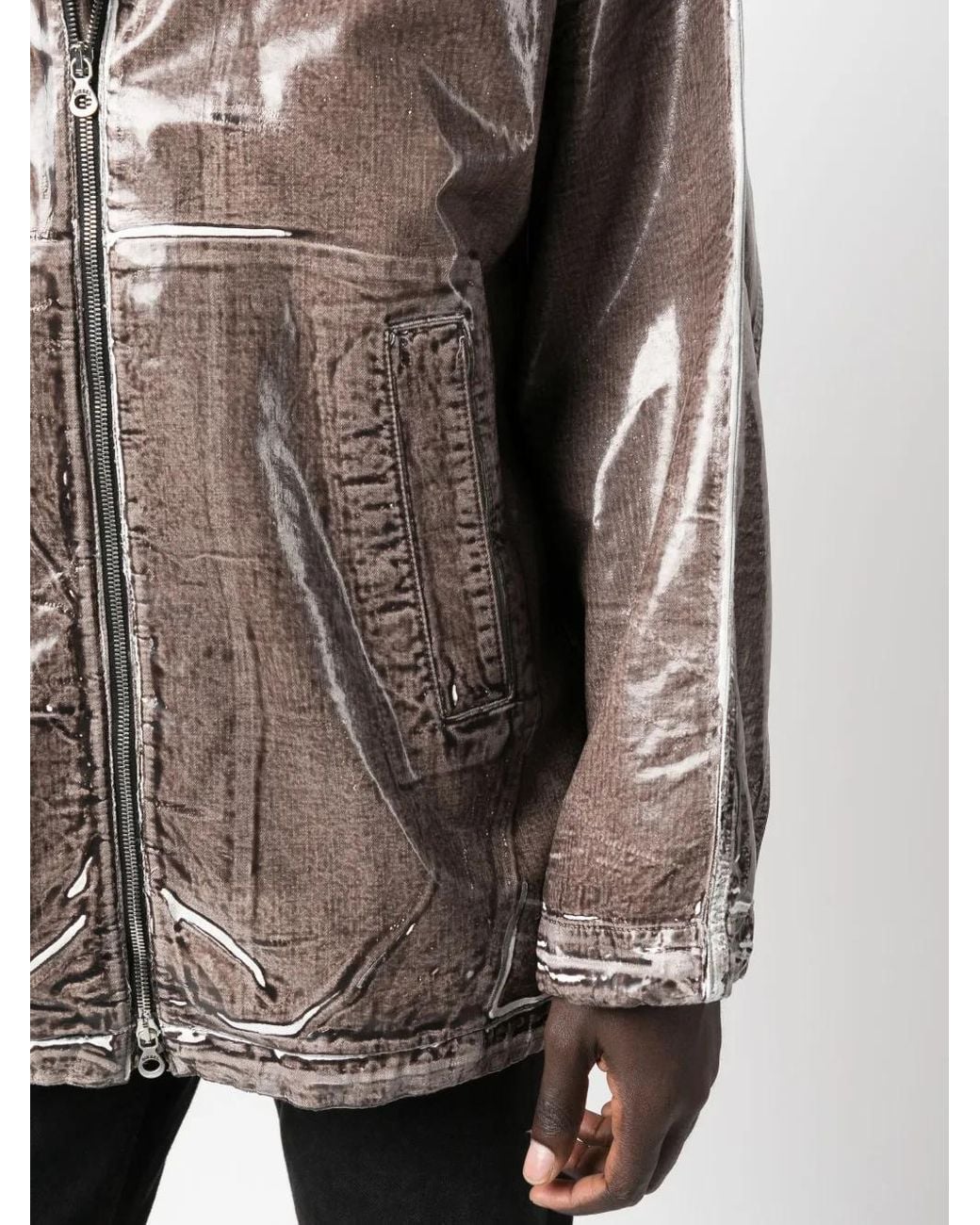 DIESEL Brown Coated Denim Jacket for men