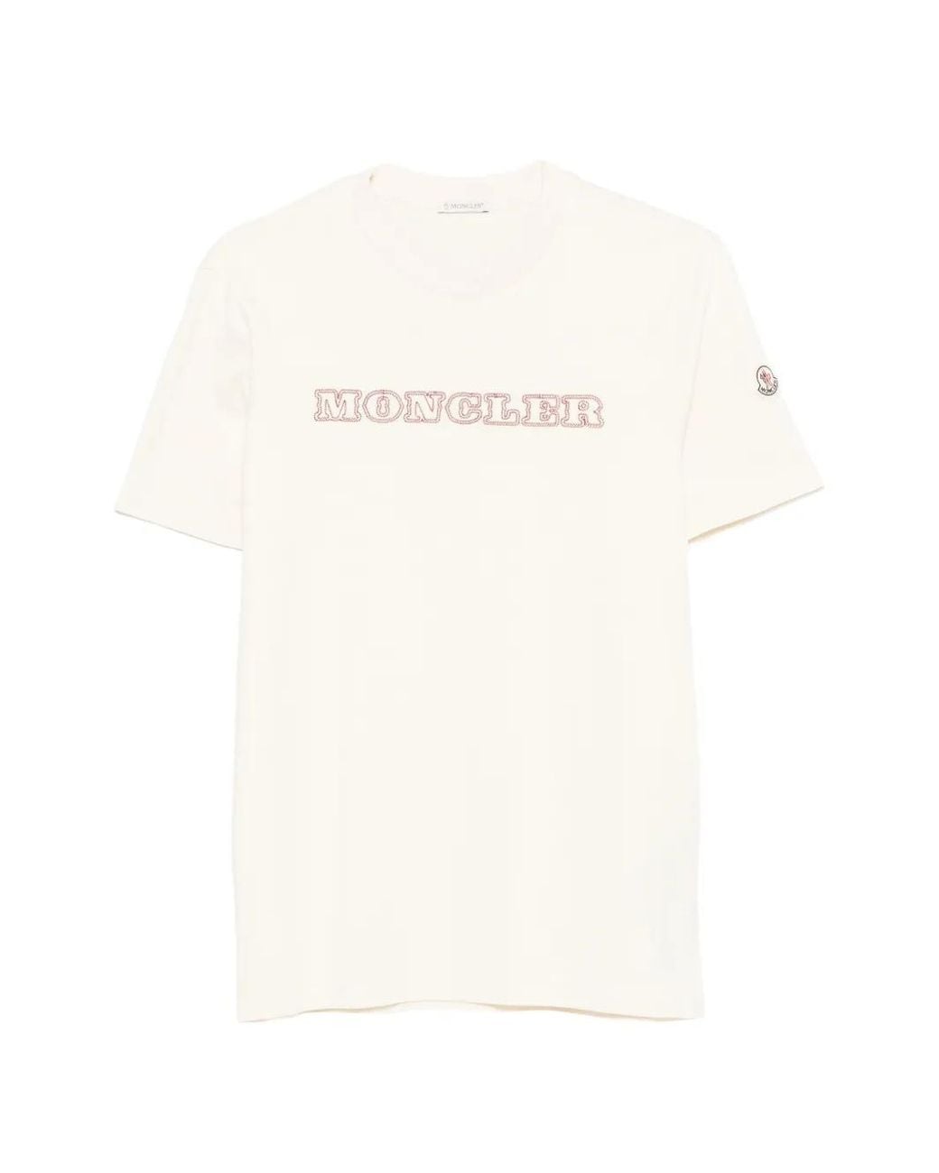 Moncler White Logo-Embroidered T-Shirt for men