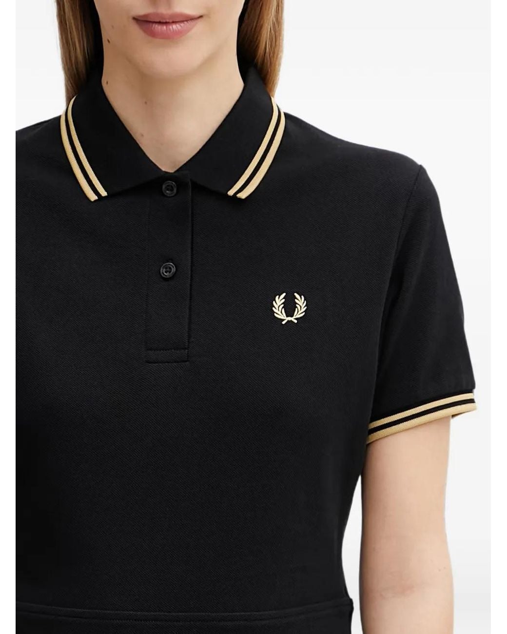 Fred Perry Black Pleated Twin-Tipped Mini Dress