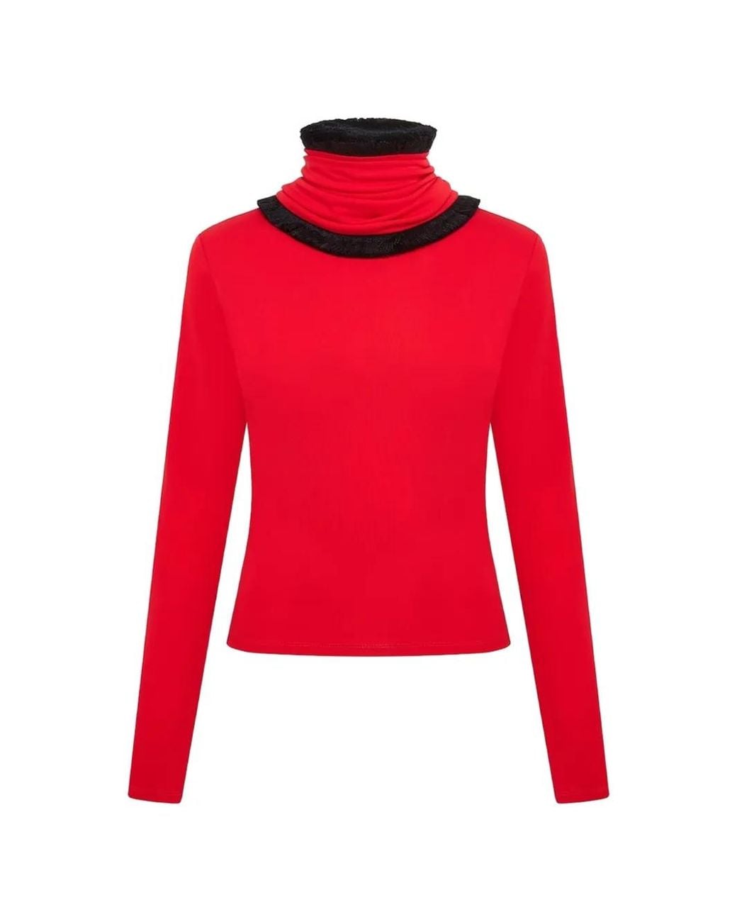 16Arlington Red Jori Fringe-Trimmed Top